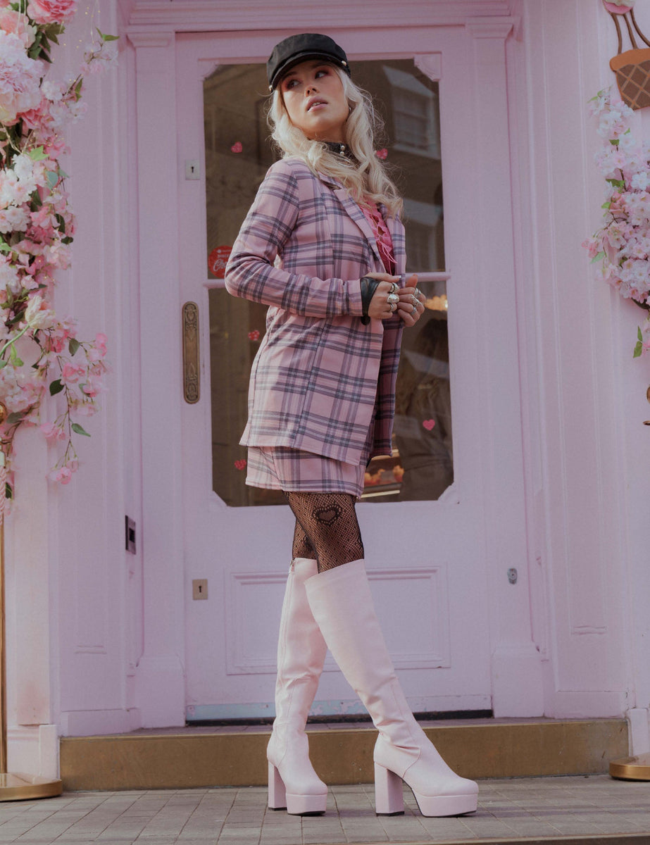 High Boots Pink Dress White Boots Whatta Showdown Platform Knee