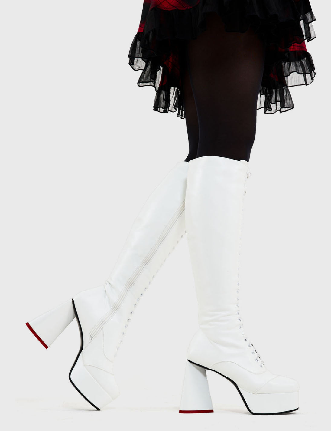 HOT Lamoda White Knee High Boots Wide Calf Shoes White Wide